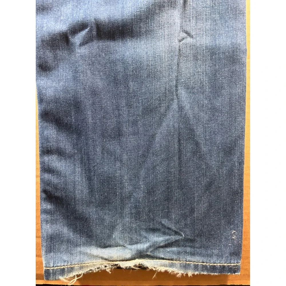 Rock Revival Curtis Straight Jeans Mens 36 Blue Distressed Thick Stitch Denim